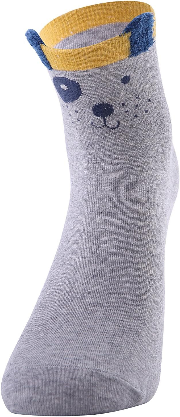 4 Pairs Soft Comfortable Novelty Cartoon Aminal Crew Pattern Cotton Socks