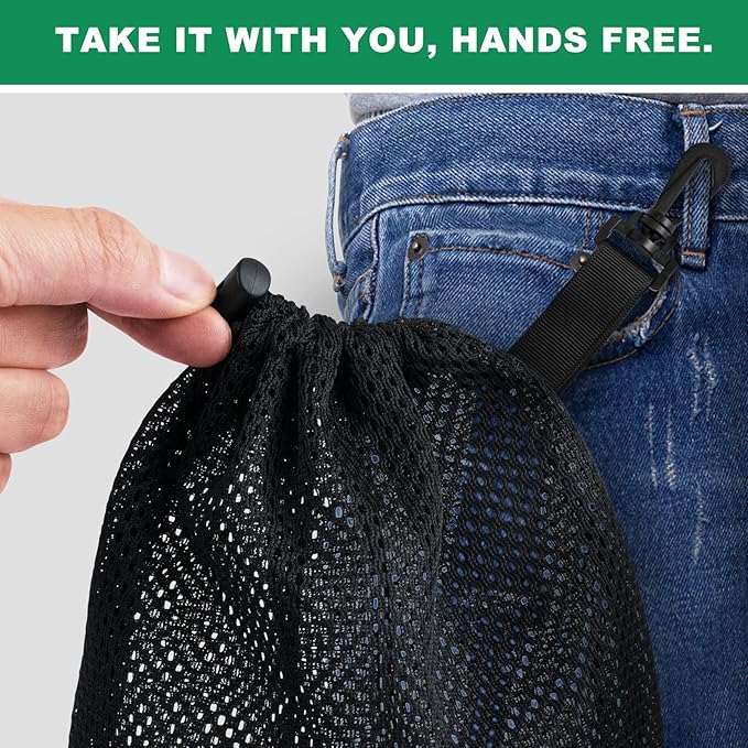 20 PCS With Clips Mesh Drawstring Bags, Portable Nylon Storage Bags for toy,Sports Storage,Outdoor activities etc. (7.9x11.8in)