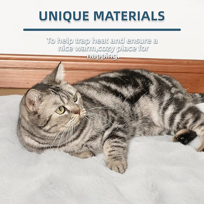 Self Warming Cat Mat Self Heating Cat Bed 30" x 20" Thermal Cat Mat Extra Warm Dog Bed Cat Beds for Indoor and Outdoor Cats Pet Heating Pad for Kittens Small Puppy Pets with Washable Removable Cover