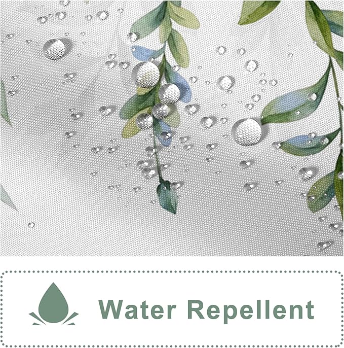 AWERT Green Mixed Light Blue Plant Shower Curtain with 8 Hooks Decorative Sage Green Shower Curtain for Bathroom Waterproof Fabric 48x72inch