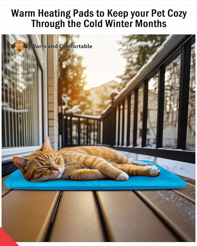 Outdoor Pet Heating Pad for Cats, Pet Heating Pad for Cats Outside, Waterproof Cat Warming Pad, Heated Cat Dog Bed Electric Heating Blanket, Feral Cat Heating Pad Heated Mat for Dog Cat House, 16"x20"