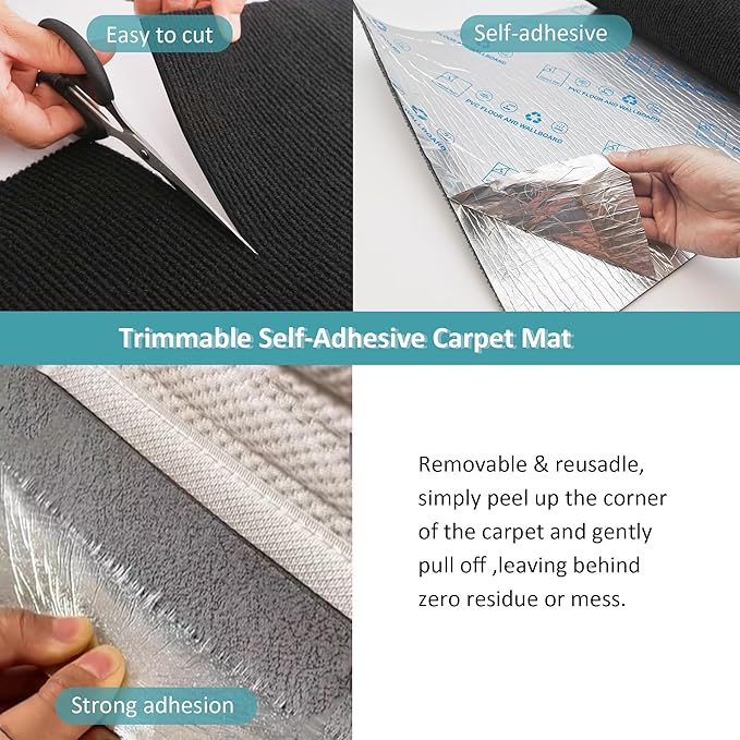 Cat Scratch Furniture Protector，78.7"x15.8"Cat Scratching Mat,Trimmable Self-Adhesive Cat Couch Protector,cat Wall Scratcher,Pad Replacement for Cat Tree Shelves and Post (Black)