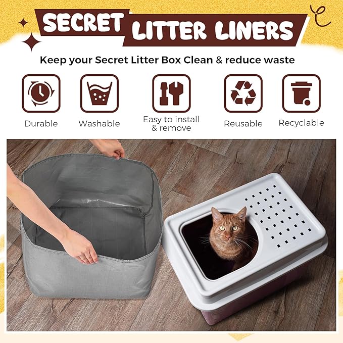 Abbylike 6 Pcs Reusable Litter Box Liners Cat Nonslip Litter Boxes Liner Sifting Liners for Litter Box Robust Design Waterproof Scoop Scratch Resistant Leakproof Machine Washable (type-a)