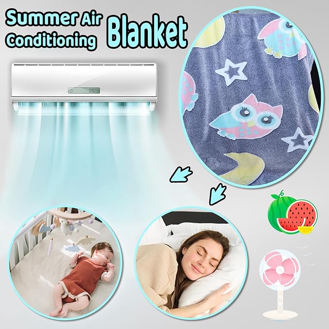 2025 Best Gift Glow in The Dark Blue Cute Bird Throw Blanket with Storage Bag, Soft Throw Blanket for Boys Girls, Birthday New Year Gift, Kids Blanket, Day Care Home Use, 50"x60" Blue