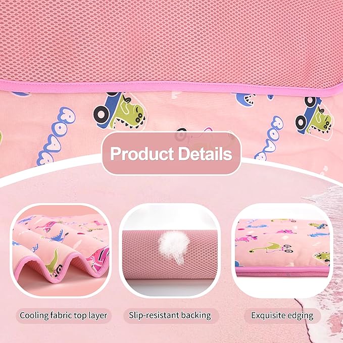 DELIFUR Dog Cooling Mat- Pet Cooling Mat Outdoor for Dogs Self Cooling Pad for Puppy Small Medium Dog Machine Washable (Large, Pink)