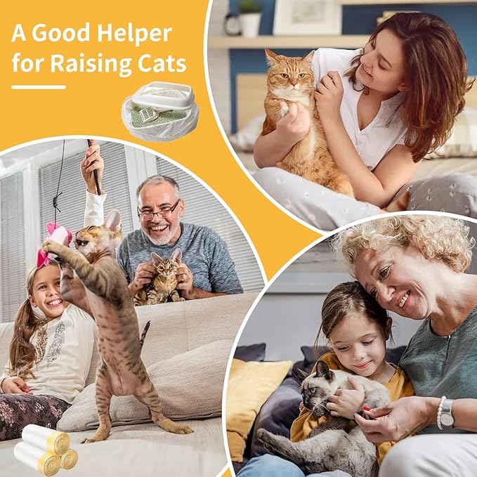 60 Count Cat Litter Box Liners with Drawstring,Replacement Cat Litter Bags,Leak-proof Self-Cleaning Cat Litter Box Liners,Thick Pet Kitty Poop Bag Trash Bag(26.5x16.7in)