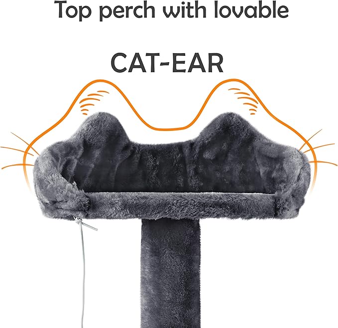 Yaheetech 62in Cat Tree Cat Tower for Indoor Cats, Cat Furniture w/Double Cat Condo, Scratching Posts, Multiple Platforms and Balls for Kittens & Cats, Dark Gray