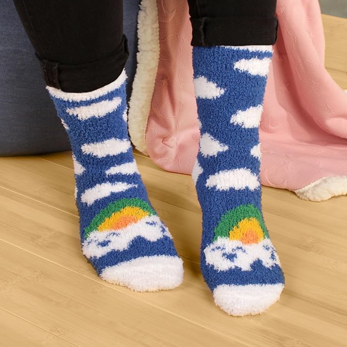 BambooMN Women's Super Soft Warm Microfiber Fuzzy Cozy Unicorn Series Crew Socks