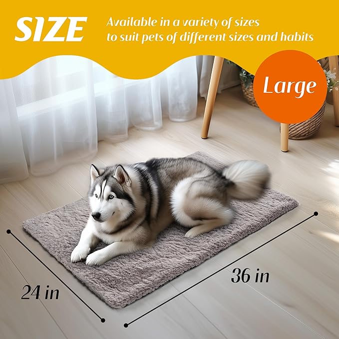 PatiencET Self Warming Cat Bed Mat, Self Heating Pet Bed for Indoor Outdoor Cats, Cat Dog Crate Pad Bed with Washable Removable Cover Non-Slip Bottom, 24"×36" Grey