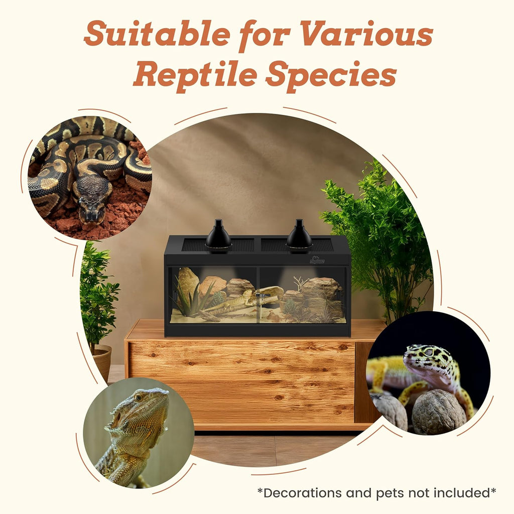50 Gallon PVC Reptile Enclosure, RepWild 36"x18"x18" Terrarium/Tank with Heavy-Duty Screen Top, Glass Sliding Doors & Lock for Bearded Dragons, Ball Python, Geckos, Lizards