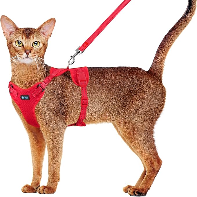 Supet Cat Harness and Leash Set for Small to Large Cats Adjustable Cat Vest Harness with Reflective Trim Universal Cat Leash and Harness for Cats/Puppies