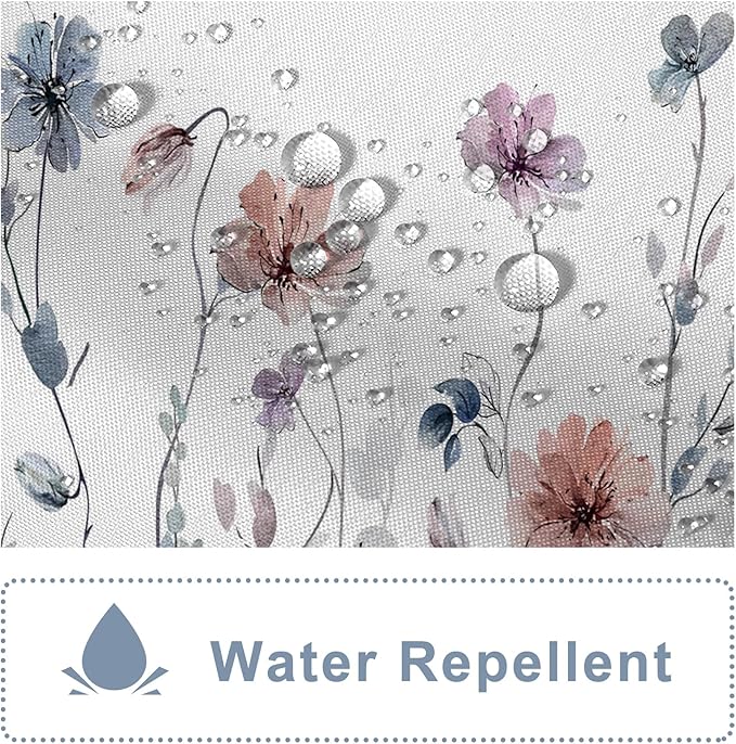 AWERT Wildflower Stall Shower Curtain for Bathroom Watercolor Floral Half Size Shower Curtain with Hooks Waterproof Flower Printing Fabric Bathroom 36x72inch