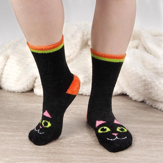 BambooMN Super Soft Warm Cute Women's Animal Non-Slip Fuzzy Fluffy Crew Winter Home Socks