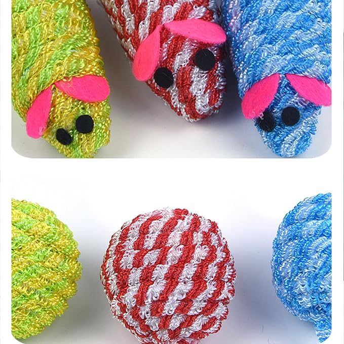 3Pcs Cat Mouse Toy Sounding Mouse and Cat Toy Mice Shape Kitten Toys for Indoor Cats Kittens Cat Chew Toy Interactive Squeaky Mouse Cat Ball Toy Pack