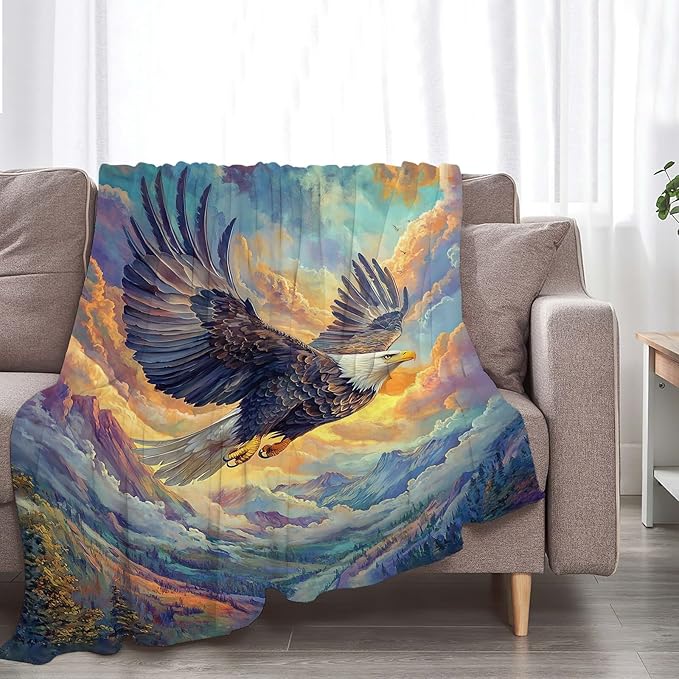 Bald Eagle Throw Blanket Eagle Gifts for Kids Girls Boys Adults Women Men Soft Cozy Warm Plush Fluffy Fuzzy Fleece Blanket Decor 40''X50''