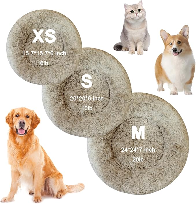 Nisrada Cat Beds for Indoor Cats,15.7 Inch Small Cats Beds, Washable-Round Pet Bed for Puppy and Kitten with Slip-Resistant Bottom