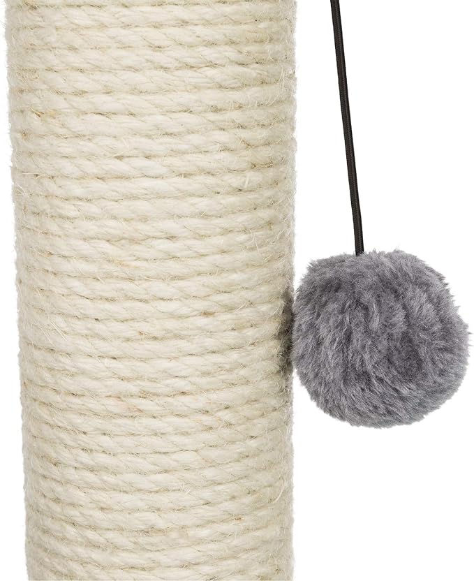TRIXIE Baza 20-in Cat Scratching Posts, Durable Jute Cat Scratcher with Plush Hammock and Dangling Cat Toy, Gray
