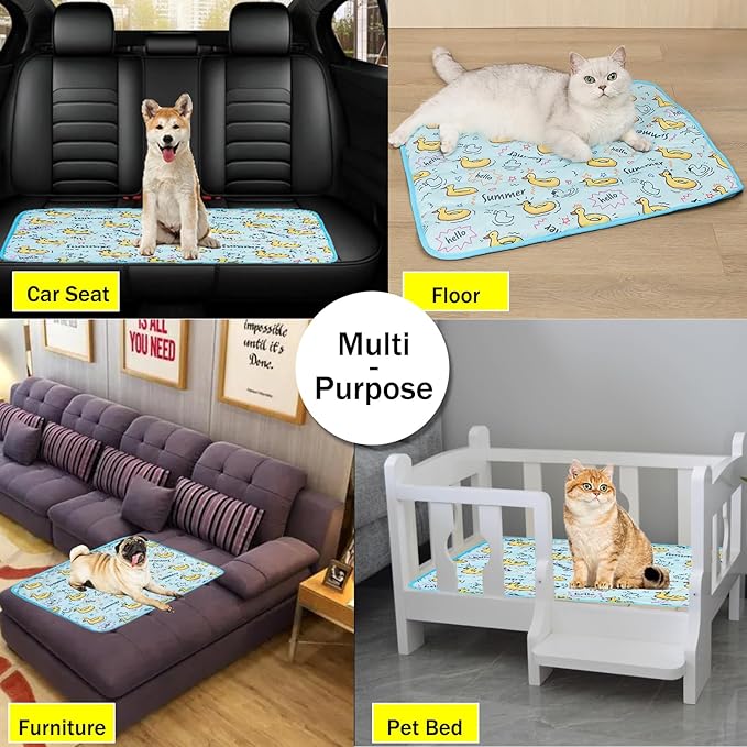 Dog Ice Pad Ice Silk Cats Kennel Mat Pet Cooling Pad Summer Cool Bamboo Mat Breathable Pad (Duck, M)