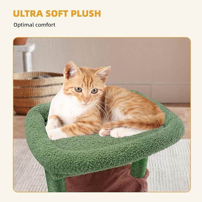 Fashion Design 43.3" Cat Trees with Cat Houses,Green