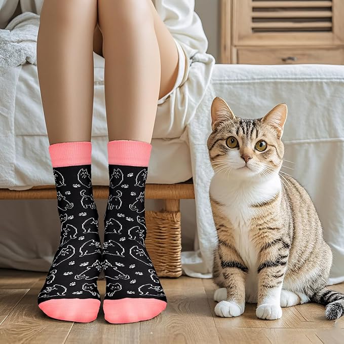 AGRIMONY Funny Cat Dog Socks for Women Teen Girls-Animal Novelty Cute Socks-Mothers Day Cat Dog Mom Gifts Stocking Stuffers