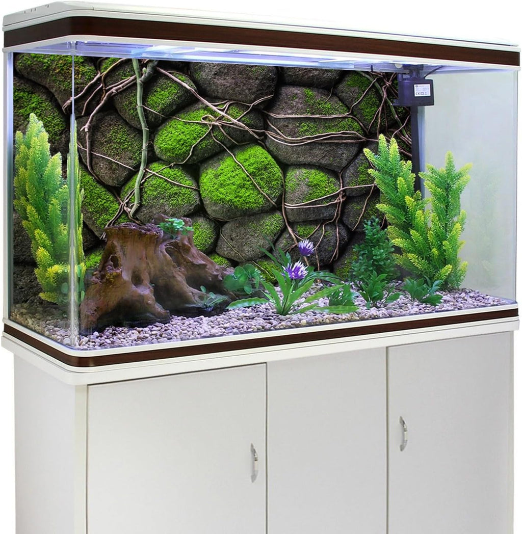 AWERT 60x24 inches Stone Aquarium Background Rock Fish Tank Background Rocky Terrarium Background Vinyl