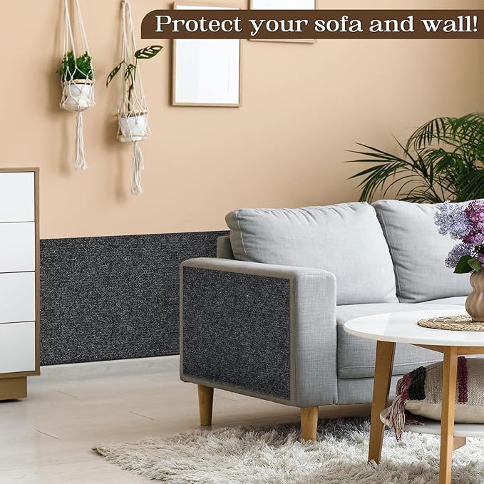 Cat Scratching Mat, 78.7"x15.7" Cat Carpet Self-Adhesive Carpet Mat Trimmable Replacement for Cat Tree, Cat Wall Scratcher, Cat Scratching Post, Shelf Shelves Couch Furniture DIY Protector, Dark Grey