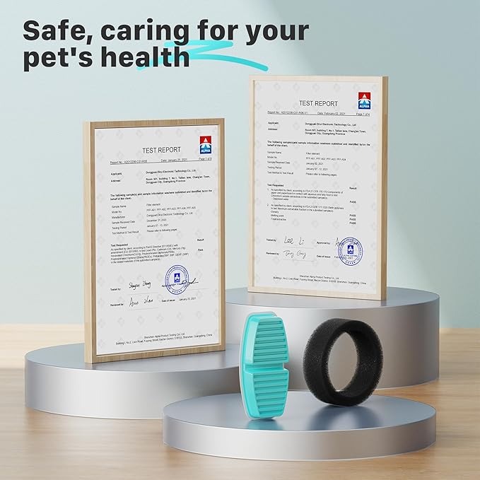 24 Cat Water Fountain Filters, 12 Pieces of Filters + 12 Pieces Sponges of Cat Fountain, Filter Loose Hair (Sponges), Triple Filtration (Filters), Suitable for “B0CL4WMX6Z” & ”B0CLGPCNHN”