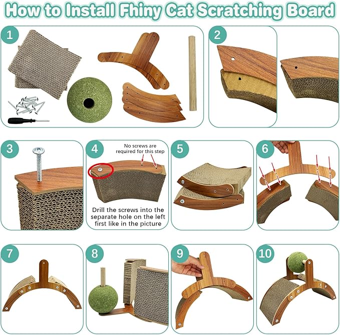 Fhiny Kitten Scratching Pad, 2-in-1 Cardboard Kitten Scratcher with Large Catnip Ball Small Corrugated Sloped Kitty Toy Multi-Faceted Scratch Post Thickened Board Scratch for Cats Kitty Bunny
