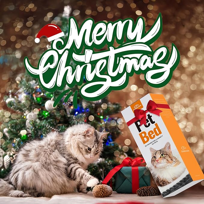 20in Washable Cat Beds for Indoor Cats - Round Donut Pet Bed for Cats, Small Dogs, Puppy, Kitten - Anti-Slip Bottom, Calming Bed Gift - Dark Grey