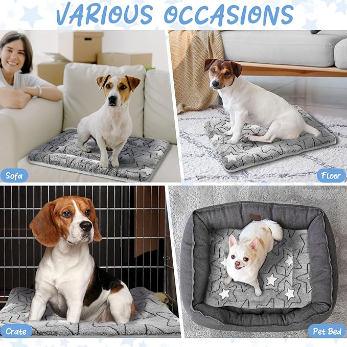 2 Pack Self Warming Cat Mat Self Heating Cat Pad Cat Bed Reversible Machine Washable Reflects Body Heat Warm Thermal Pet Pad Crate Blanket for Feral and Indoor Cat(Double Star,22'' X 18'')