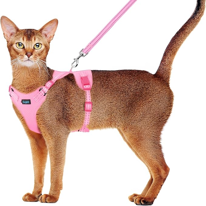 Supet Cat Harness and Leash Set for Small to Large Cats Adjustable Cat Vest Harness with Reflective Trim Universal Cat Leash and Harness for Cats/Puppies