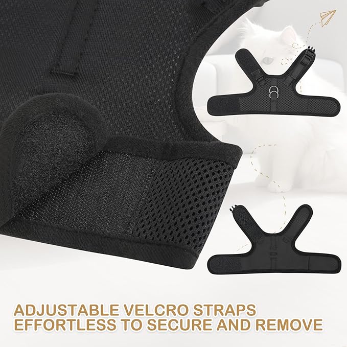 MoNiBloom Soft Cat Harness for Walking Escape Proof and Travel, Kitten Adjustable Breathable Vest Harness - Black, S