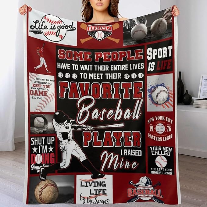 Baseball Gifts for Girls & Boys - Soft, Warm Fleece Plush Blankets for Bed & Sofa - 50"x60"