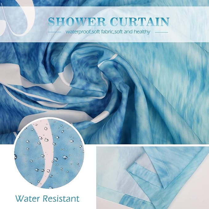 Aimego Get Naked Shower Curtain Gradual Tie Dye Blue Ombre Funny Art Font Theme Shower Curtain Set with 12 Hooks for Bathroom Decor Accessories Bathtub Curtain, 72"x72"