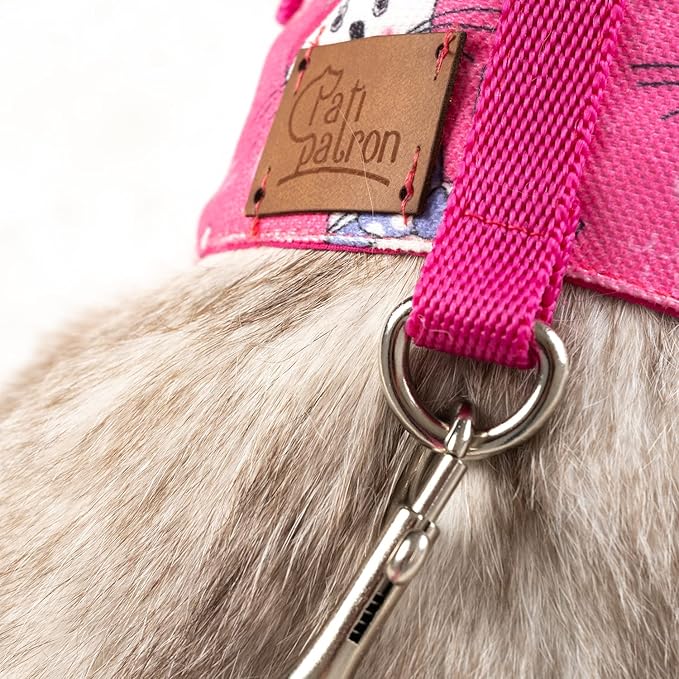 Cat Harness and Leash Set, Cats Escape Proof - Adjustable Kitten Harness for Large/Medium/Small Cats, Walking Travel Petsafe Harness (Pink Cat Pattern, Extra Small)