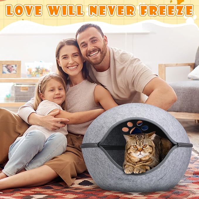 19.7 Inch Heated Cat Bed, Indoor Heated Cat Cave, Heated Cat Pad Cat Bed Warmer Thermal Pet Bed with Removable Waterproof Heater for Kitty Small Dogs Gray