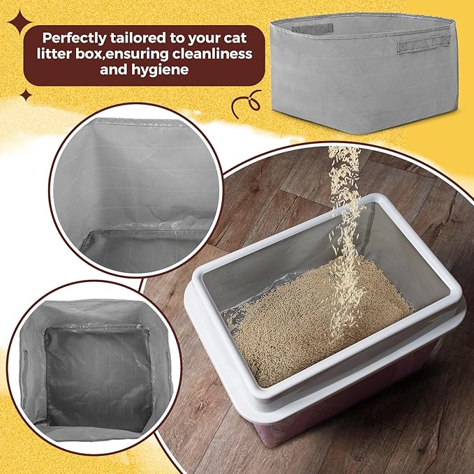 Abbylike 6 Pcs Reusable Litter Box Liners Cat Nonslip Litter Boxes Liner Sifting Liners for Litter Box Robust Design Waterproof Scoop Scratch Resistant Leakproof Machine Washable (type-a)