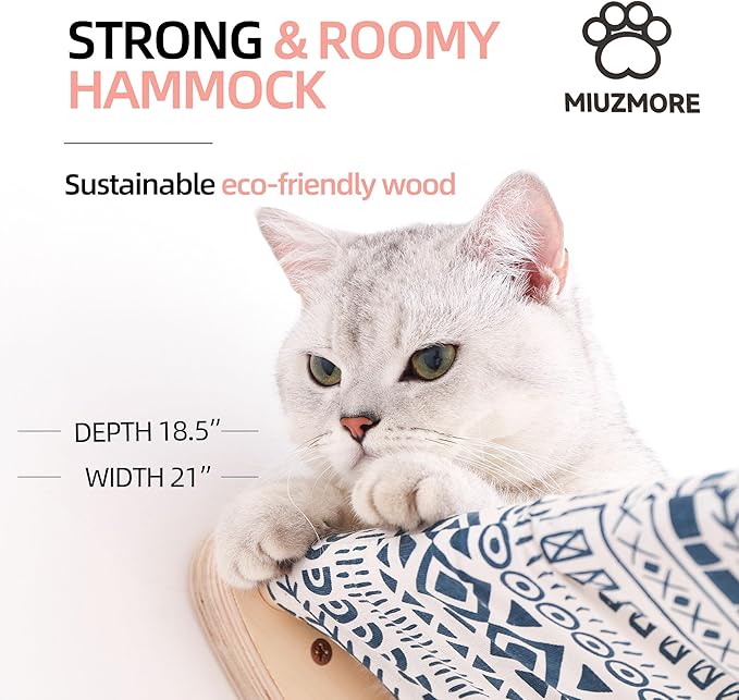 Cat Furniture, Cat Wall Perch, with 2 Cat Step 2 Fabrics for Hammock - Cat Bed Wall Mounted - Cat Shelves and Perches for Wall - Climbing for Cats
