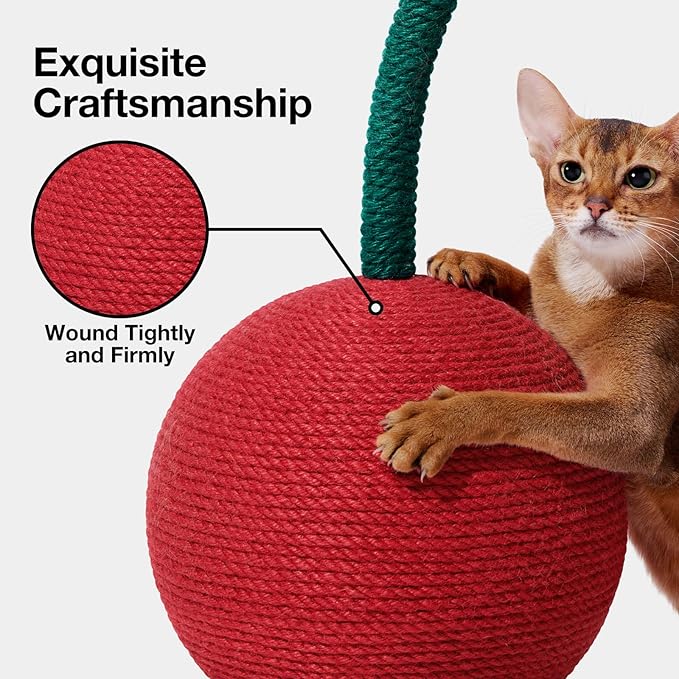 VETRESKA Cherry Cat Scratching Post, 22.64" Tall Cat Scratcher with Sisal Rope Ball, Vertical Cat Scratch Post Claw Scratchers for Indoor Cats, Kitten Supplies