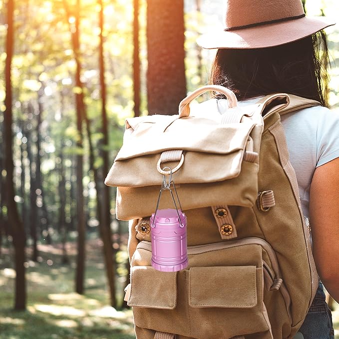 2-Pack LED Pink Camping Lanterns, Portable Camping Lights, Outdoor Handled Lamps, Essential Emergency Lights for Power Outages, Hiking, Hurricane