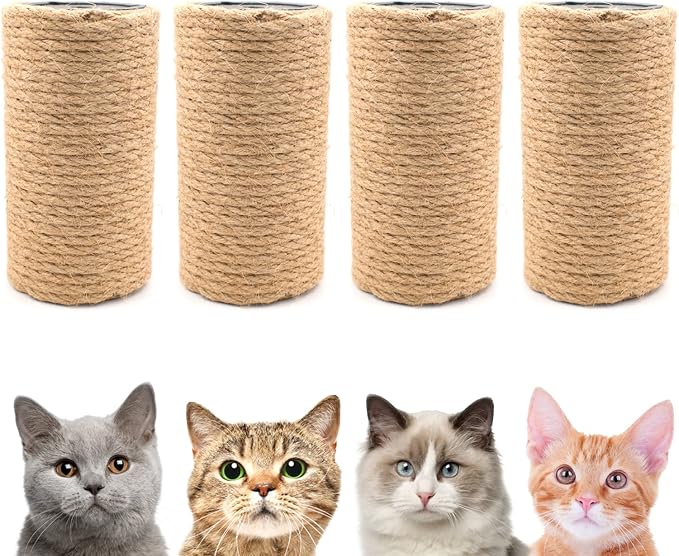 4PCS 5 Inch Cat Scratching Post with Natural Sisal Rope Cat Scratch Pole Cat Scratching Tree Scratching Posts for Indoor Cats Replacement Part Accessories for DIY Cat Tower Cat Hammock