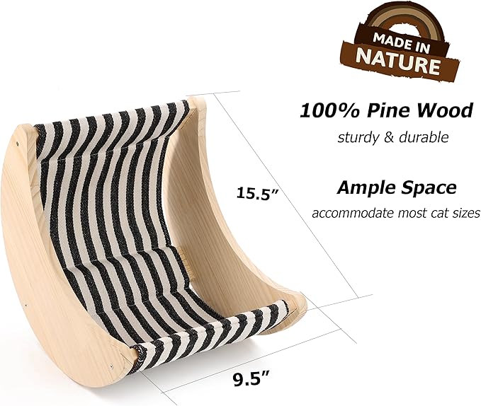 Window Cat Beds for Indoor Cats Perches Moon Shelves Mounted with Strong Suction Cups Cat Window Seat for Sleep and Watch Birds(Stripe)