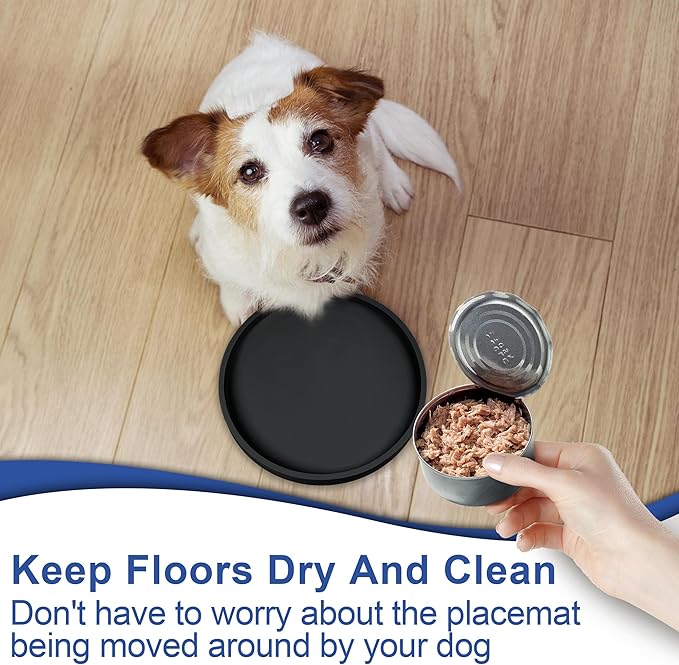 Arespark Pet Silicone Food Mat, Set of 6 Nonslip Waterproof Feeding Bowl Mat with Raised Edges for Food and Water Prevent Spills, Round Eating Tray for Dog Cat Puppy Kitten, 6'' x 6''