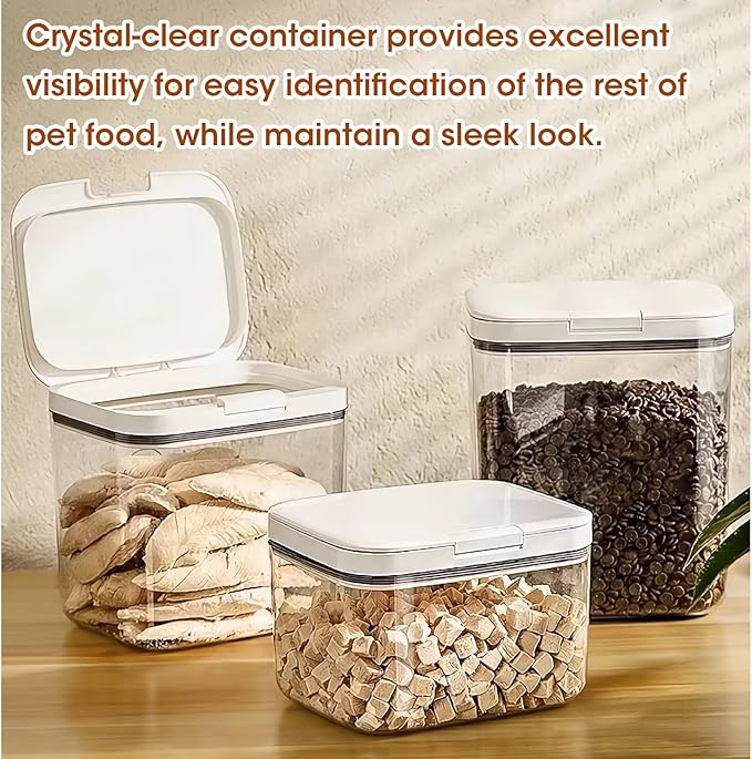 2 PCS Large Dog Treat Container Set with Automatic Flip-up Lids - 4.75 Qt+2.9 Qt Dog Food Storage Container Bins for Pet Treat Cat Food Bird Seed Rice Flour Sugar Storage