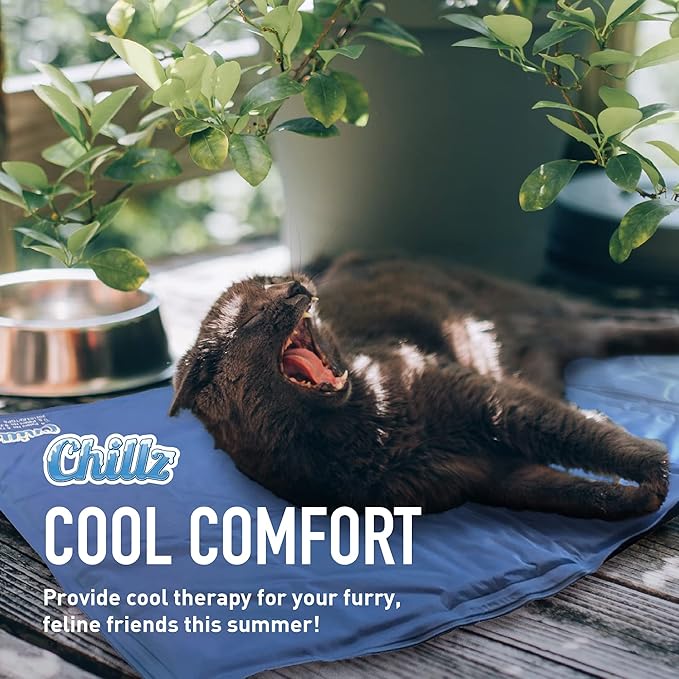 CHILLZ Cat Cooling Mat, Medium Size - Pressure Activated Cat Cooling Pad, Ideal for Summer - Non-Toxic Pet Cooling Mat for Cats, Self Cooling Gel Pad - No Water or Electricity Needed - 20" x 16"