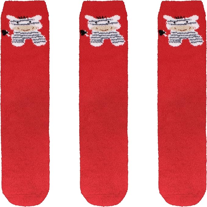 BambooMN Women's Super Soft Warm Microfiber Fuzzy Cozy Animal Socks or Christmas Winter Animal Socks, Value Pack