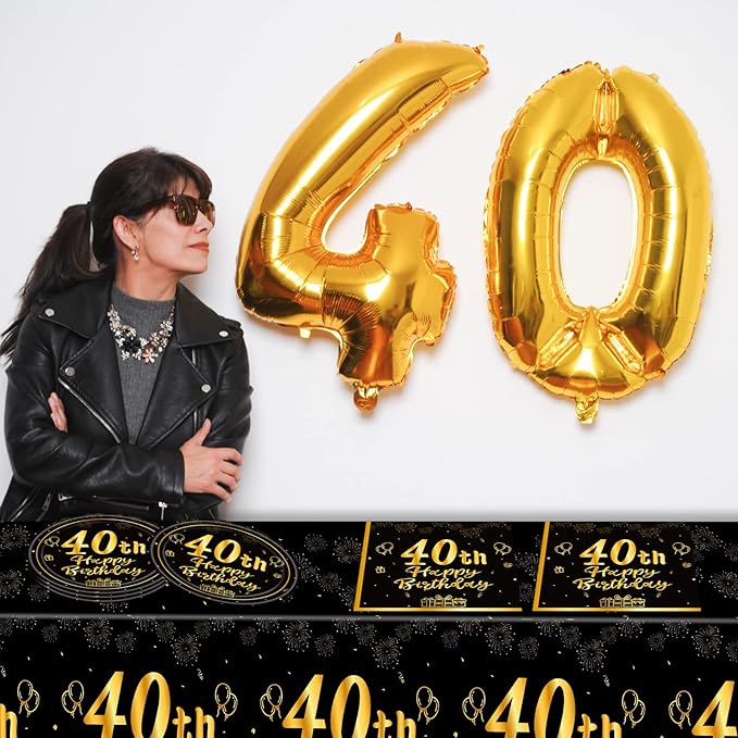 41Pcs Birthday Party Supplies Vintage 40th Birthday Decorations Back in 1984 40th Theme Birthday Party Decorations Tableware Includes Paper Plate Napkin Tablecloth for Men Service 20 Guests