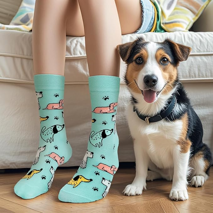 AGRIMONY Funny Cat Dog Socks for Women Teen Girls-Animal Novelty Cute Socks-Mothers Day Cat Dog Mom Gifts Stocking Stuffers