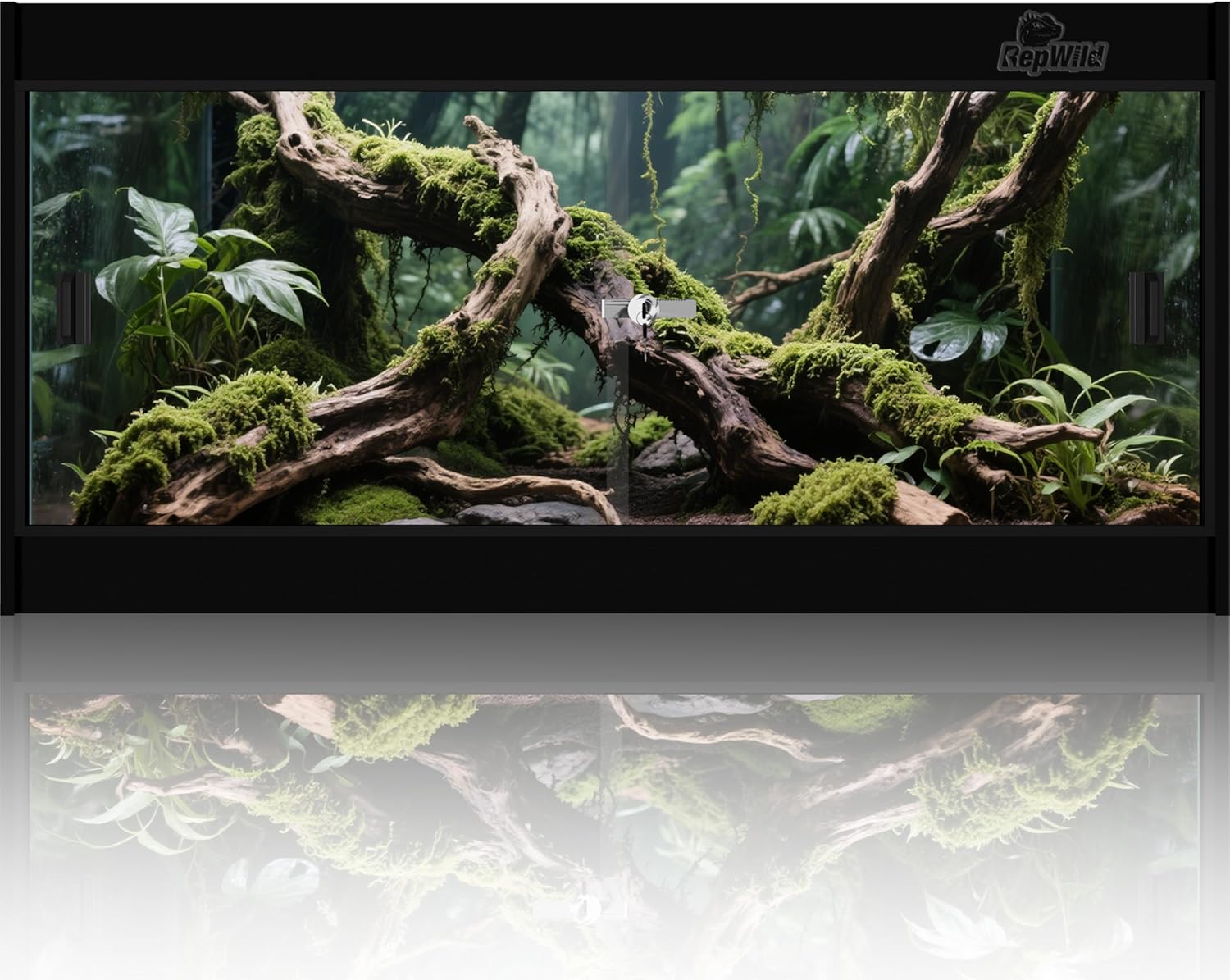 20 Gallon PVC Reptile Enclosure, RepWild 24"x18"x12" Terrarium/Tank with Heavy-Duty Screen Top, Glass Sliding Doors & Lock for Bearded Dragons, Ball Python, Geckos, Lizards