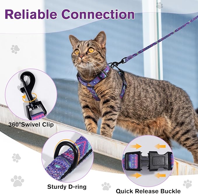 Cat Vest Harness and Leash Set with Airtag Holder, Adjustable Kitten Harness for Walking Escape Proof, Lightweight Soft and Comfortable Kitty Harness for Small Medium Large Cat